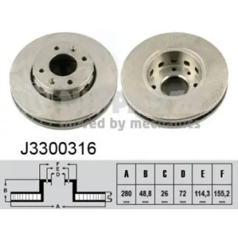 Jeu de 2 disques de frein avant NIPPARTS J3300316