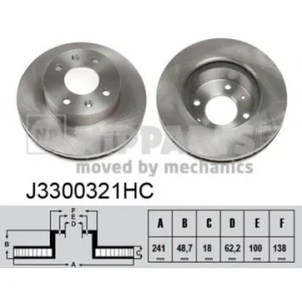Jeu de 2 disques de frein avant NIPPARTS J3300321HC