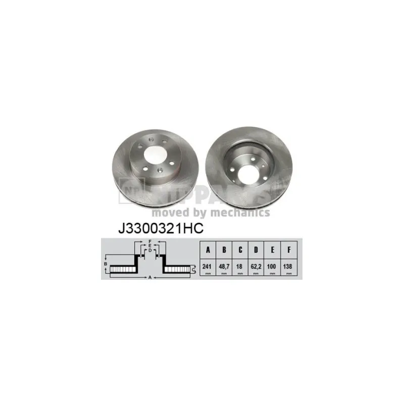 Jeu de 2 disques de frein avant NIPPARTS J3300321HC