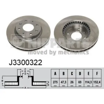 Jeu de 2 disques de frein avant NIPPARTS J3300322