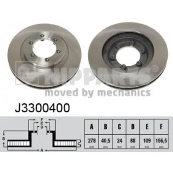 Jeu de 2 disques de frein avant NIPPARTS J3300400