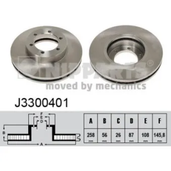 Jeu de 2 disques de frein avant NIPPARTS J3300401