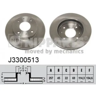 Jeu de 2 disques de frein avant NIPPARTS J3300513