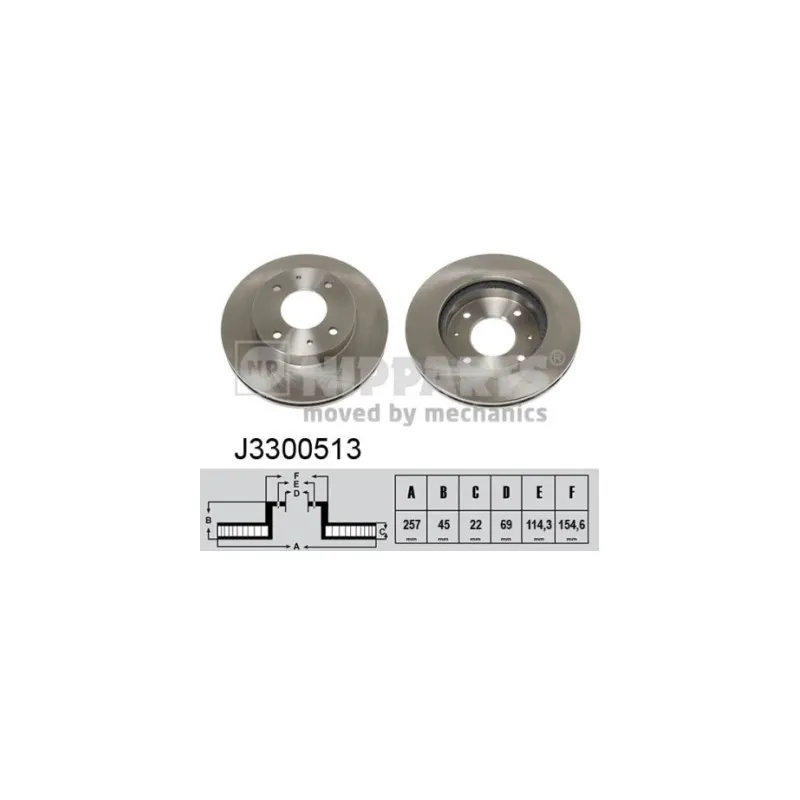 Jeu de 2 disques de frein avant NIPPARTS J3300513