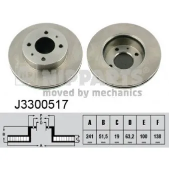 Jeu de 2 disques de frein avant NIPPARTS J3300517