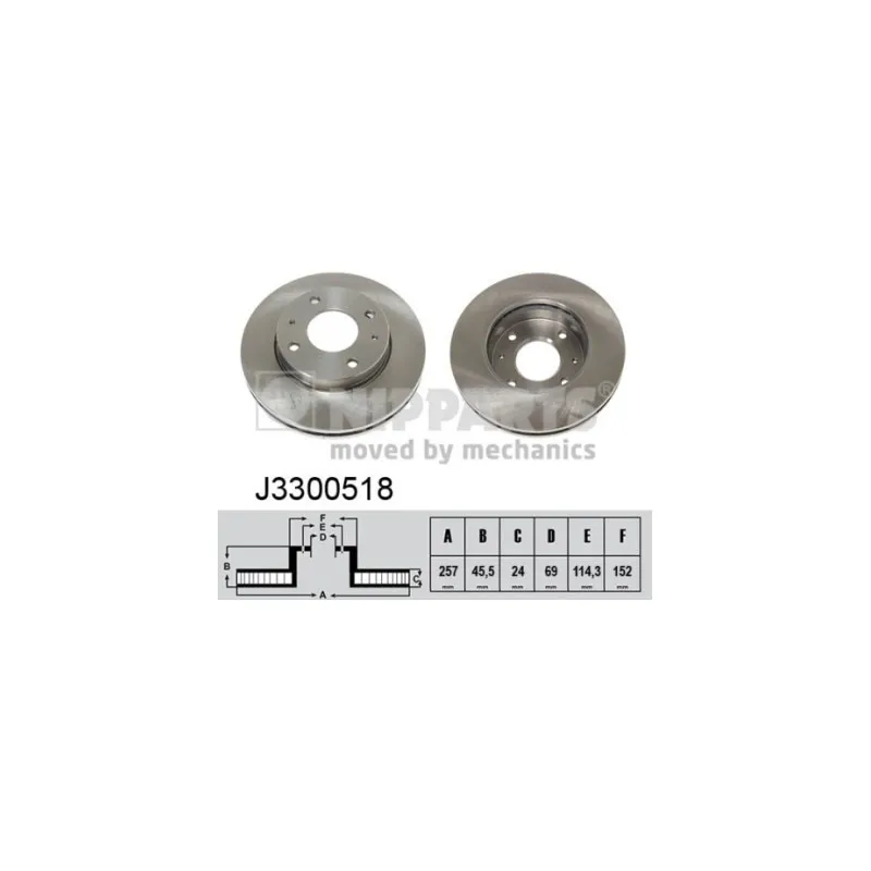 Jeu de 2 disques de frein avant NIPPARTS J3300518