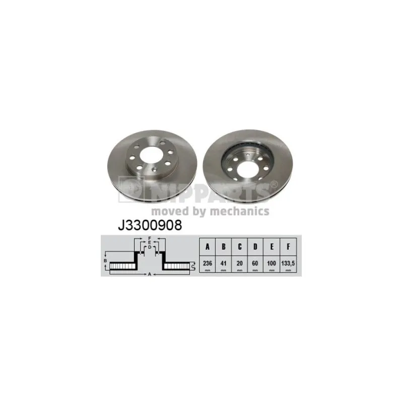 Jeu de 2 disques de frein avant NIPPARTS J3300908
