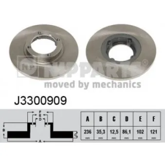 Jeu de 2 disques de frein avant NIPPARTS J3300909