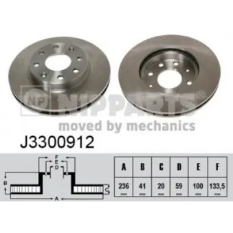 Jeu de 2 disques de frein avant NIPPARTS J3300912
