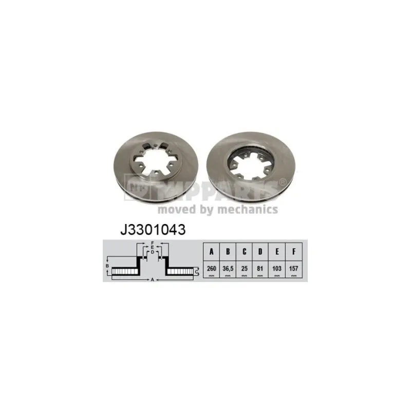 Jeu de 2 disques de frein avant NIPPARTS J3301043