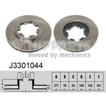 Jeu de 2 disques de frein avant NIPPARTS J3301044