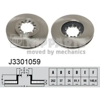 Jeu de 2 disques de frein avant NIPPARTS J3301059