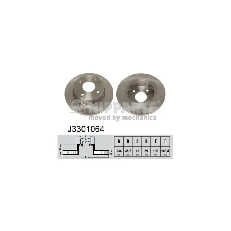 Jeu de 2 disques de frein avant NIPPARTS J3301064
