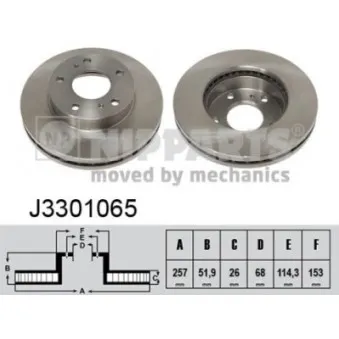 Jeu de 2 disques de frein avant NIPPARTS J3301065