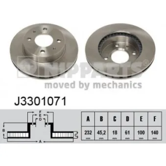 Jeu de 2 disques de frein avant NIPPARTS J3301071