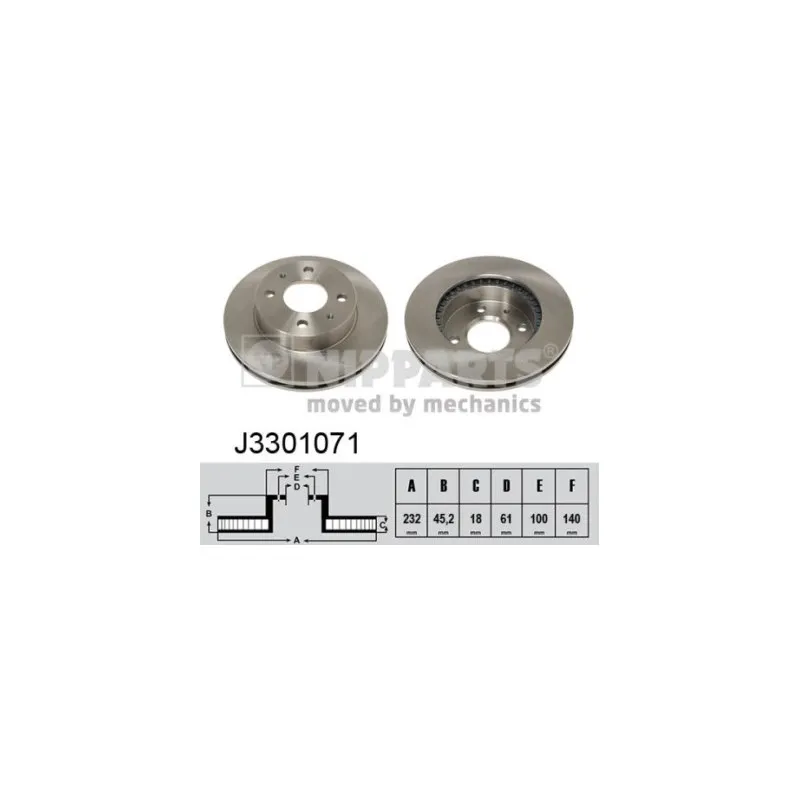 Jeu de 2 disques de frein avant NIPPARTS J3301071