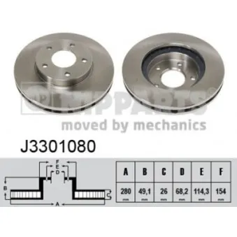 Jeu de 2 disques de frein avant NIPPARTS J3301080