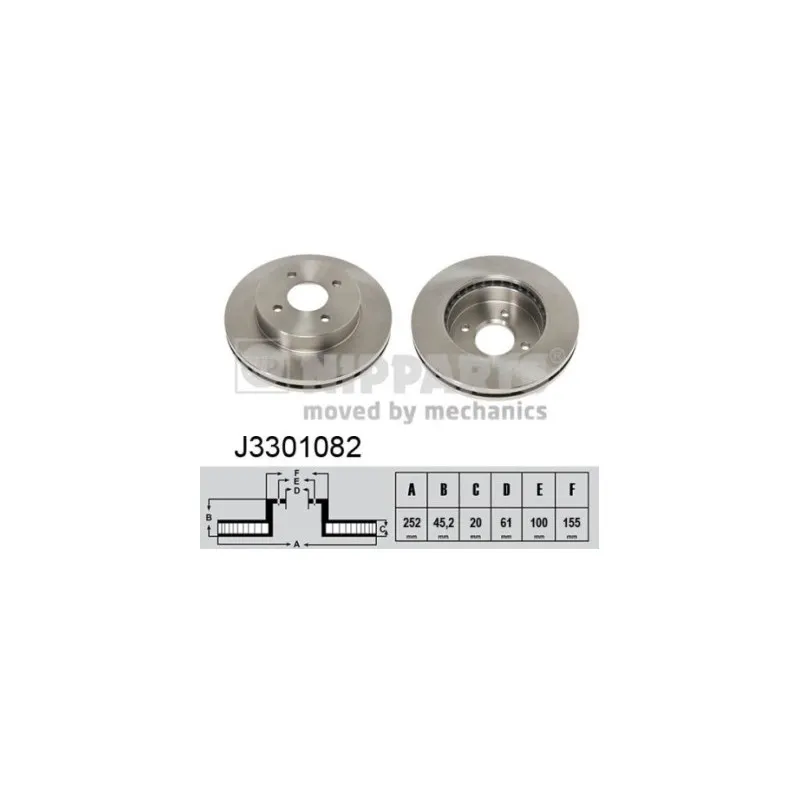 Jeu de 2 disques de frein avant NIPPARTS J3301082