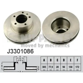 Jeu de 2 disques de frein avant NIPPARTS J3301086