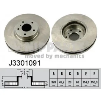 Jeu de 2 disques de frein avant NIPPARTS J3301091