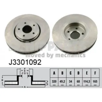 Jeu de 2 disques de frein avant NIPPARTS J3301092