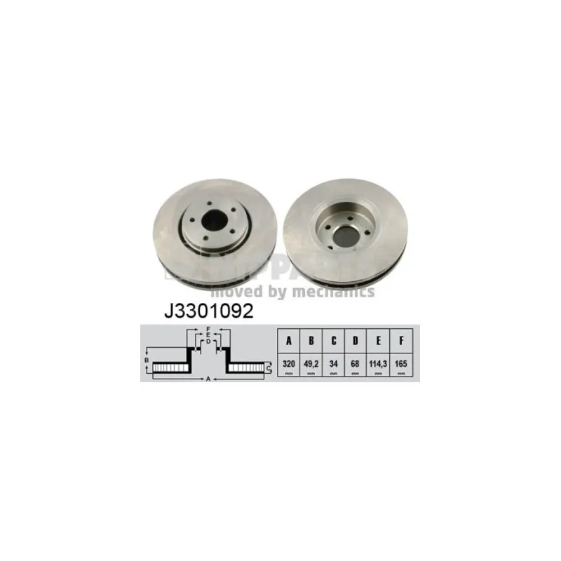 Jeu de 2 disques de frein avant NIPPARTS J3301092