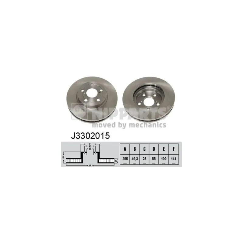 Jeu de 2 disques de frein avant NIPPARTS J3302015