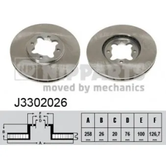 Jeu de 2 disques de frein avant NIPPARTS J3302026