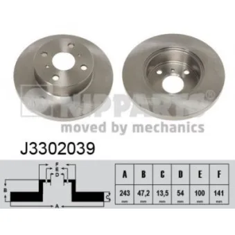 Jeu de 2 disques de frein avant NIPPARTS J3302039