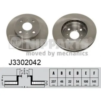 Jeu de 2 disques de frein avant NIPPARTS J3302042