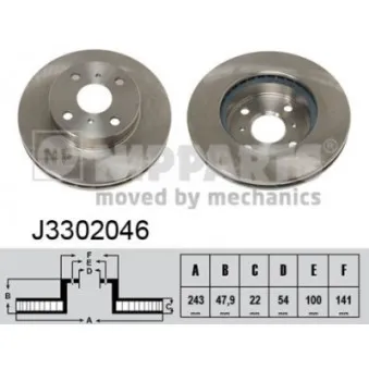 Jeu de 2 disques de frein avant NIPPARTS J3302046