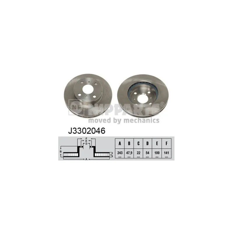 Jeu de 2 disques de frein avant NIPPARTS J3302046