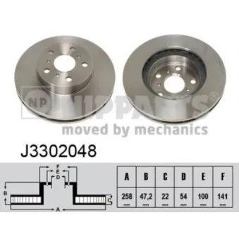 Jeu de 2 disques de frein avant NIPPARTS J3302048