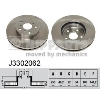 Jeu de 2 disques de frein avant NIPPARTS J3302062
