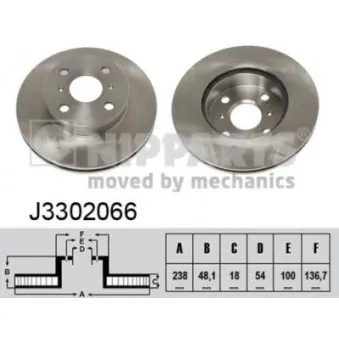 Jeu de 2 disques de frein avant NIPPARTS J3302066