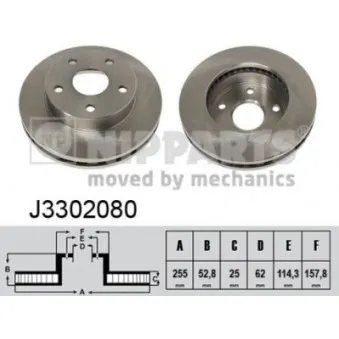 Jeu de 2 disques de frein avant NIPPARTS J3302080