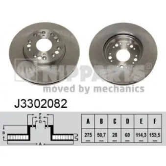 Jeu de 2 disques de frein avant NIPPARTS J3302082