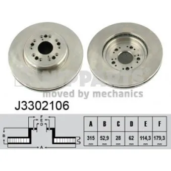 Jeu de 2 disques de frein avant NIPPARTS J3302106