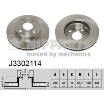 Jeu de 2 disques de frein avant NIPPARTS J3302114