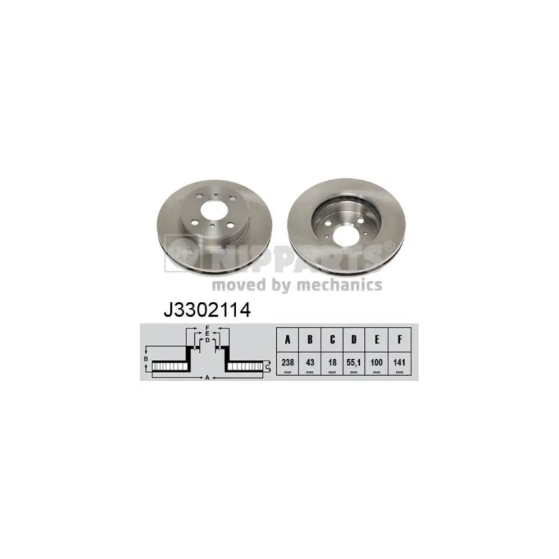 Jeu de 2 disques de frein avant NIPPARTS J3302114