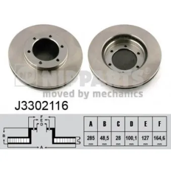Jeu de 2 disques de frein avant NIPPARTS J3302116