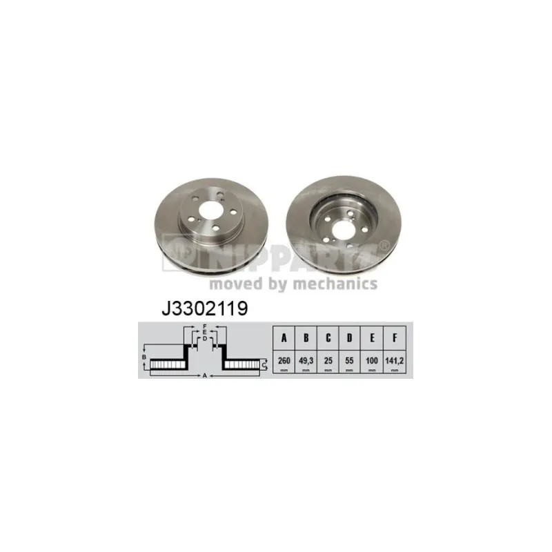 Jeu de 2 disques de frein avant NIPPARTS J3302119