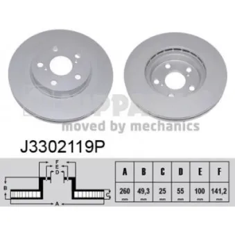 Jeu de 2 disques de frein avant NIPPARTS J3302119P