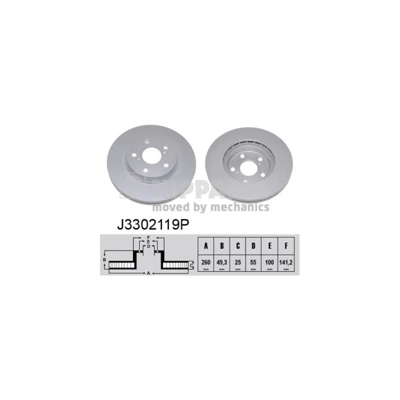 Jeu de 2 disques de frein avant NIPPARTS J3302119P