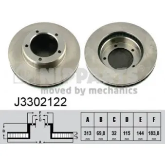Jeu de 2 disques de frein avant NIPPARTS J3302122
