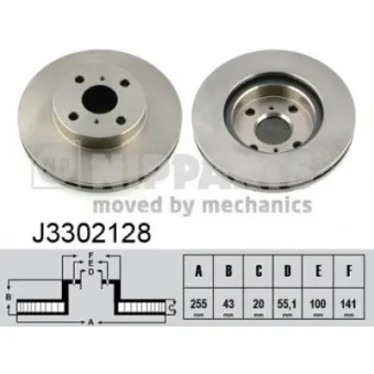 Jeu de 2 disques de frein avant NIPPARTS J3302128