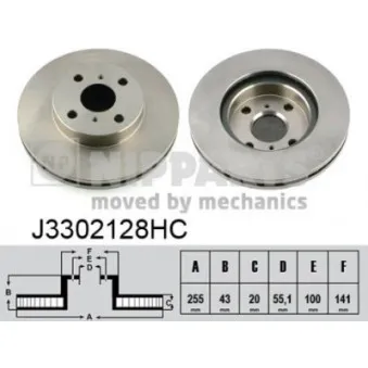 Jeu de 2 disques de frein avant NIPPARTS J3302128HC