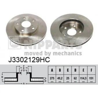 Jeu de 2 disques de frein avant NIPPARTS J3302129HC