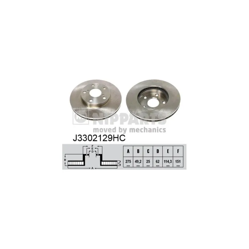 Jeu de 2 disques de frein avant NIPPARTS J3302129HC