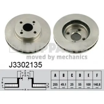 Jeu de 2 disques de frein avant NIPPARTS J3302135